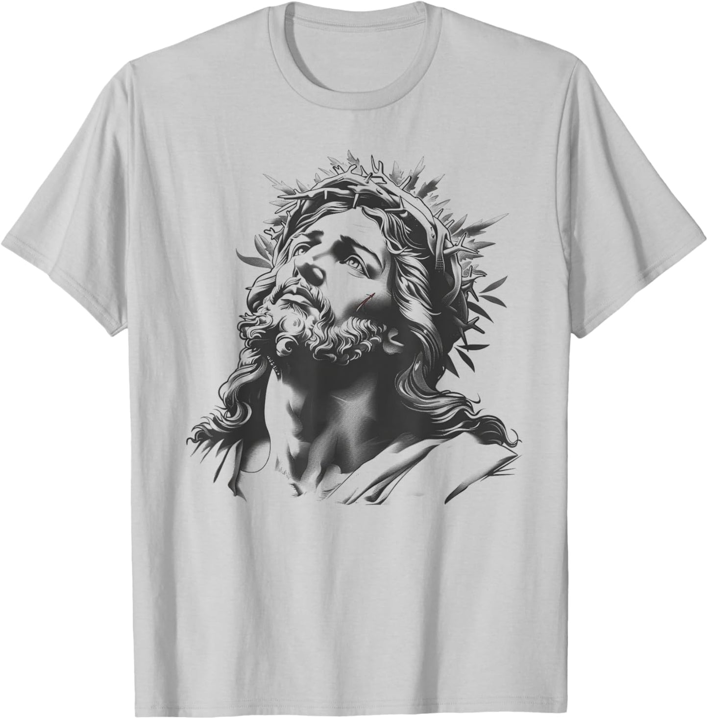 Tattoo Style Jesus Christ Face T-Shirt - T-Shirt | Ash