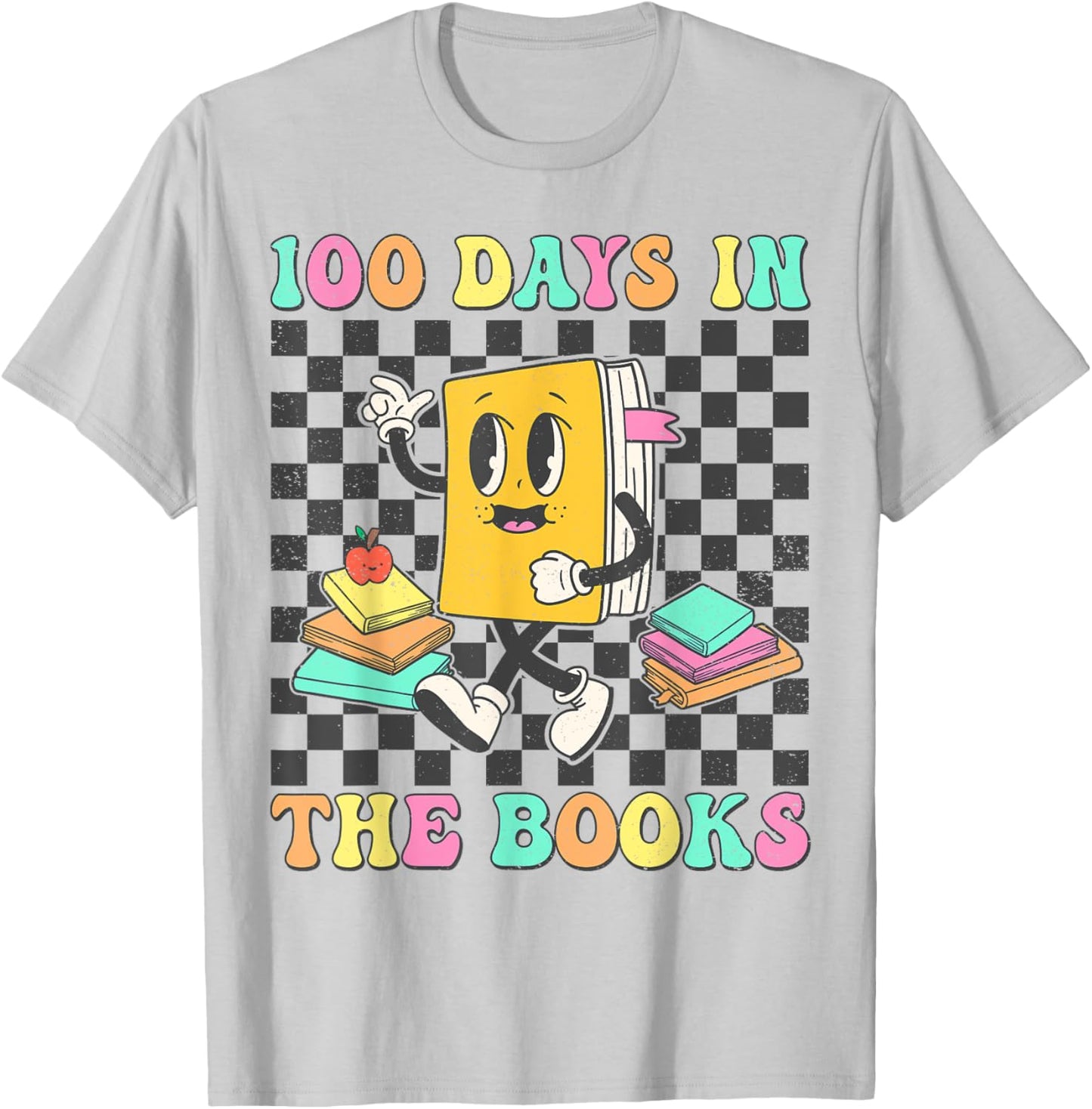 100 Days in the Books Reading Teacher 100th Day of School T-Shirt - T-Shirt | Ash
