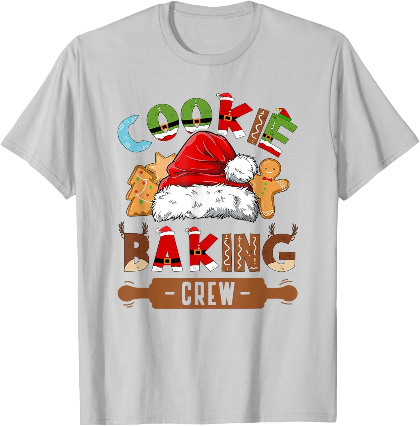 Cookie Baking Crew Pajama Family Christmas Gingerbread Team T-Shirt - T-Shirt | Ash
