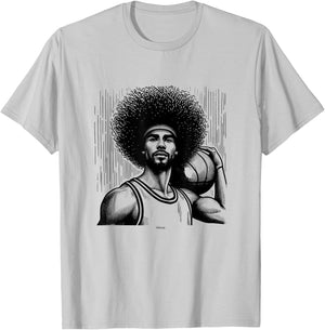 Impressive Afro Basketball Hairdo T-Shirt - T-Shirt | Ash