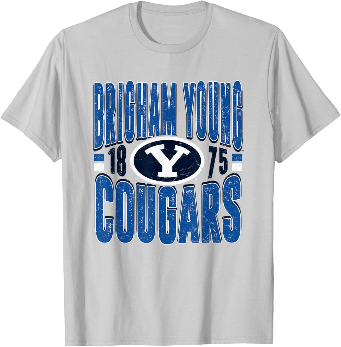 BYU Cougars Vintage 90's Retro Gray Officially Licensed T-Shirt - T-Shirt | Ash