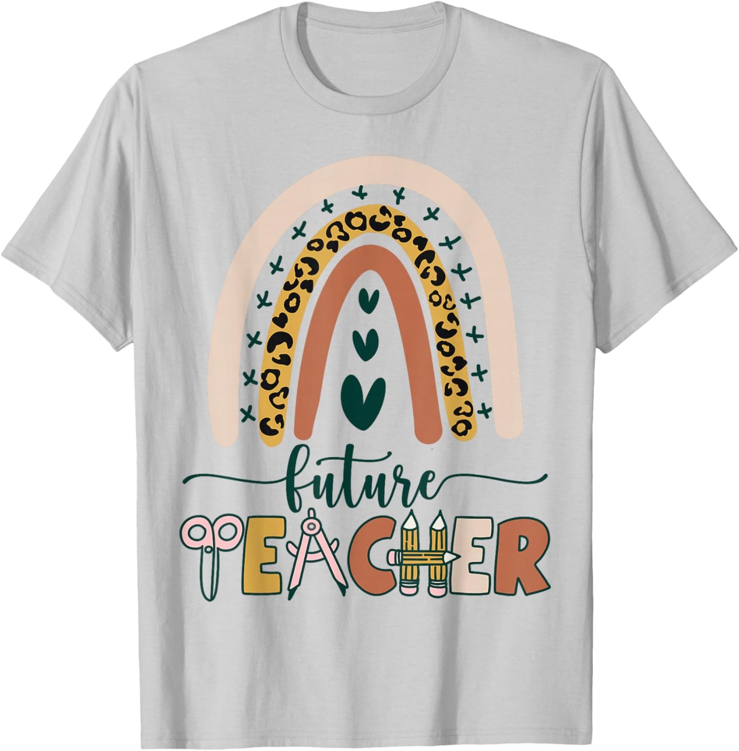 Future Teacher Boho Rainbow Leopard New Grad Student T-Shirt - T-Shirt | Ash
