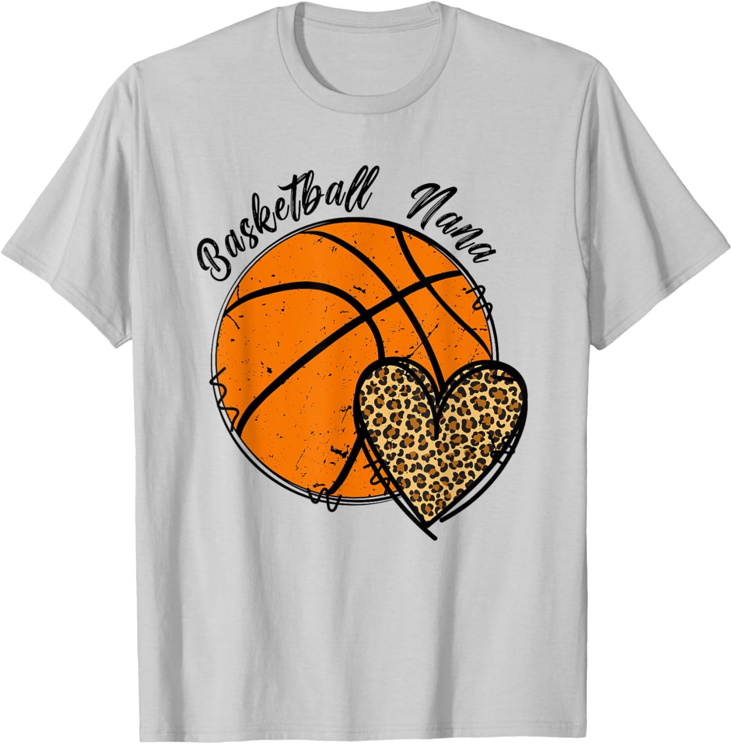 Basketball Nana Heart Grandma Nana Of A Basketball Player T-Shirt - T-Shirt | Ash