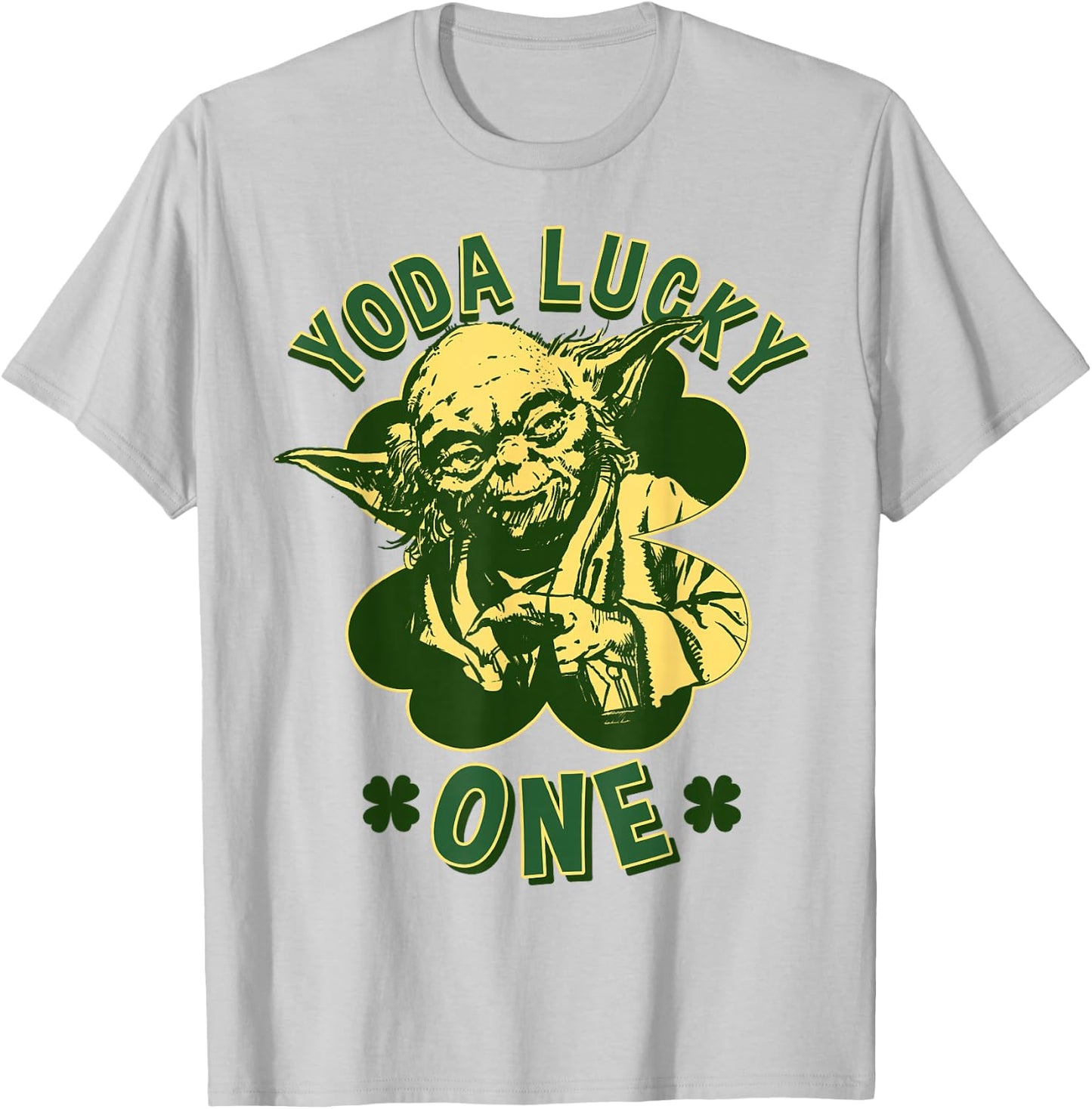 Star Wars St. Patrick's Day Yoda Lucky One Retro Clover T-Shirt - T-Shirt | Ash