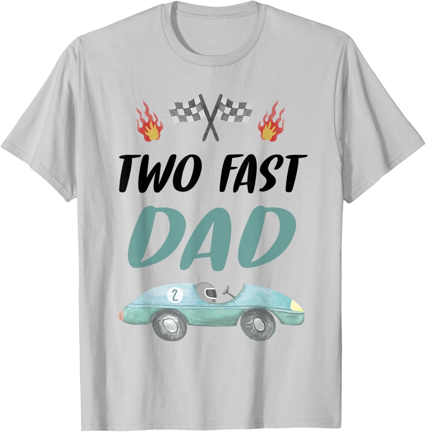 Dad Daddy 2nd Birthday Two Fast Race Car Second Bday Party T-Shirt - T-Shirt | Ash
