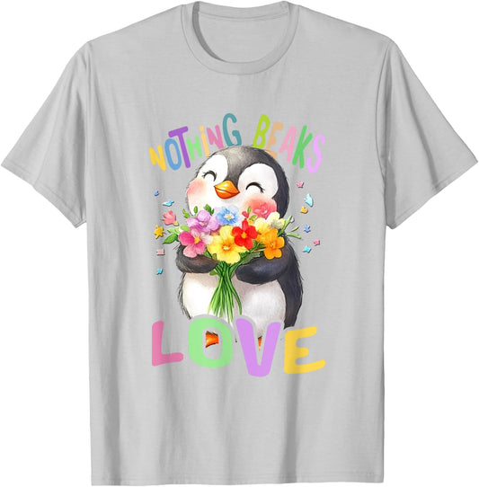 Penguin with Flowers Cute Penguins Funny Sea Animal Daughter T-Shirt - T-Shirt | Ash