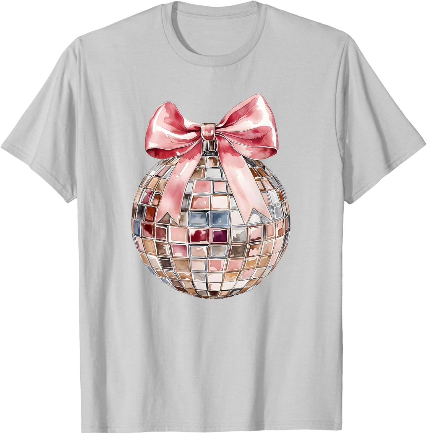 Retro Disco Ball Coquette Happy New Years 2025 Women Kids T-Shirt - T-Shirt | Ash