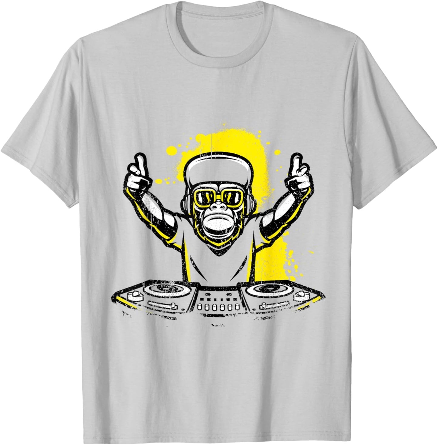 DJ Monkey Music Party Fun Sunglasses Fun Dancing Club T-Shirt - T-Shirt | Ash
