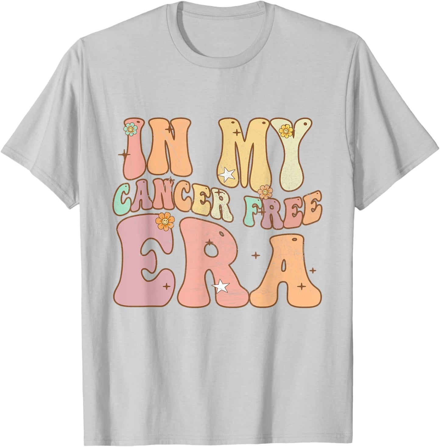 Groovy Flowers Breast Cancer Warrior In My Cancer Free Era T-Shirt - T-Shirt | Ash
