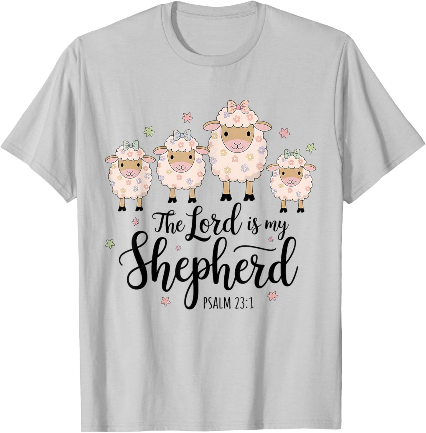 The Lord Is My Shepherd Christian Happy Easter Day Sheep T-Shirt - T-Shirt | Ash