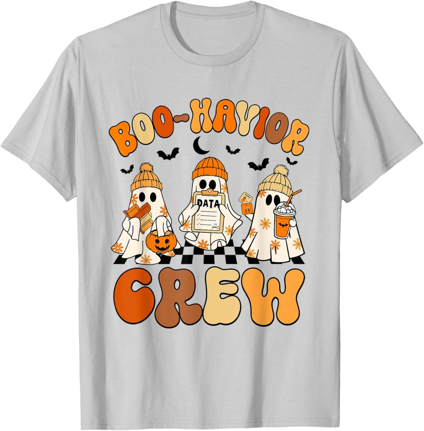 Retro Boo-Havior Crew Behavior Analyst Halloween ABA RBT T-Shirt - T-Shirt | Ash