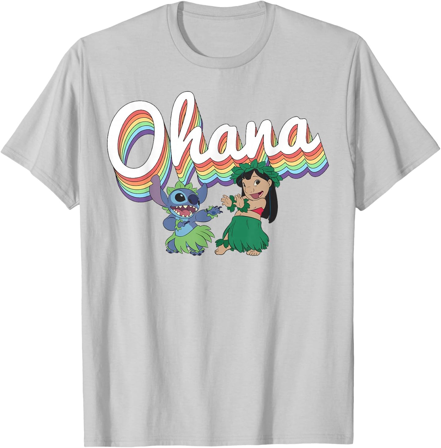 Disney Lilo & Stitch Ohana Rainbow T-Shirt - T-Shirt | Ash