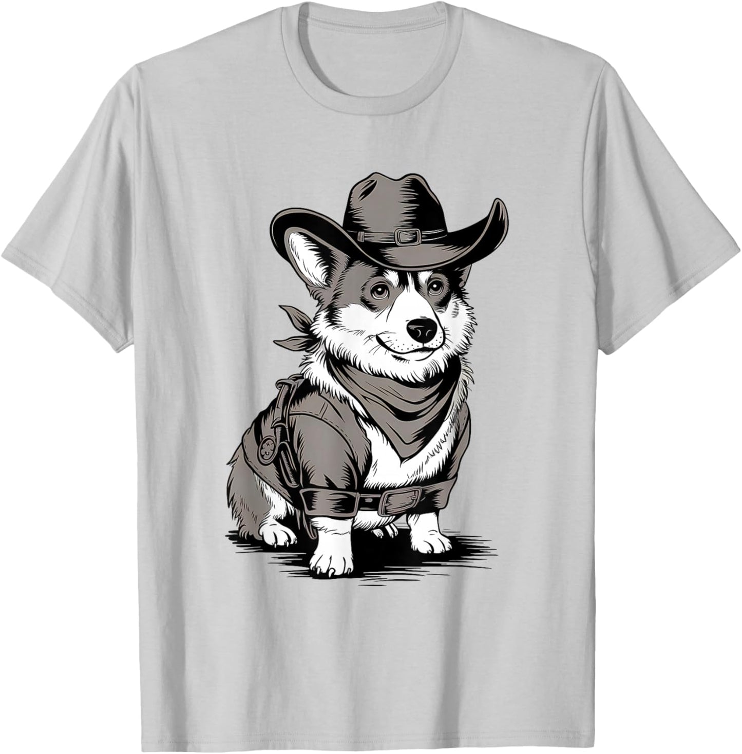 Funny Corgi Cowboy Western Corgi Lover Country Corgi T-Shirt - T-Shirt | Ash
