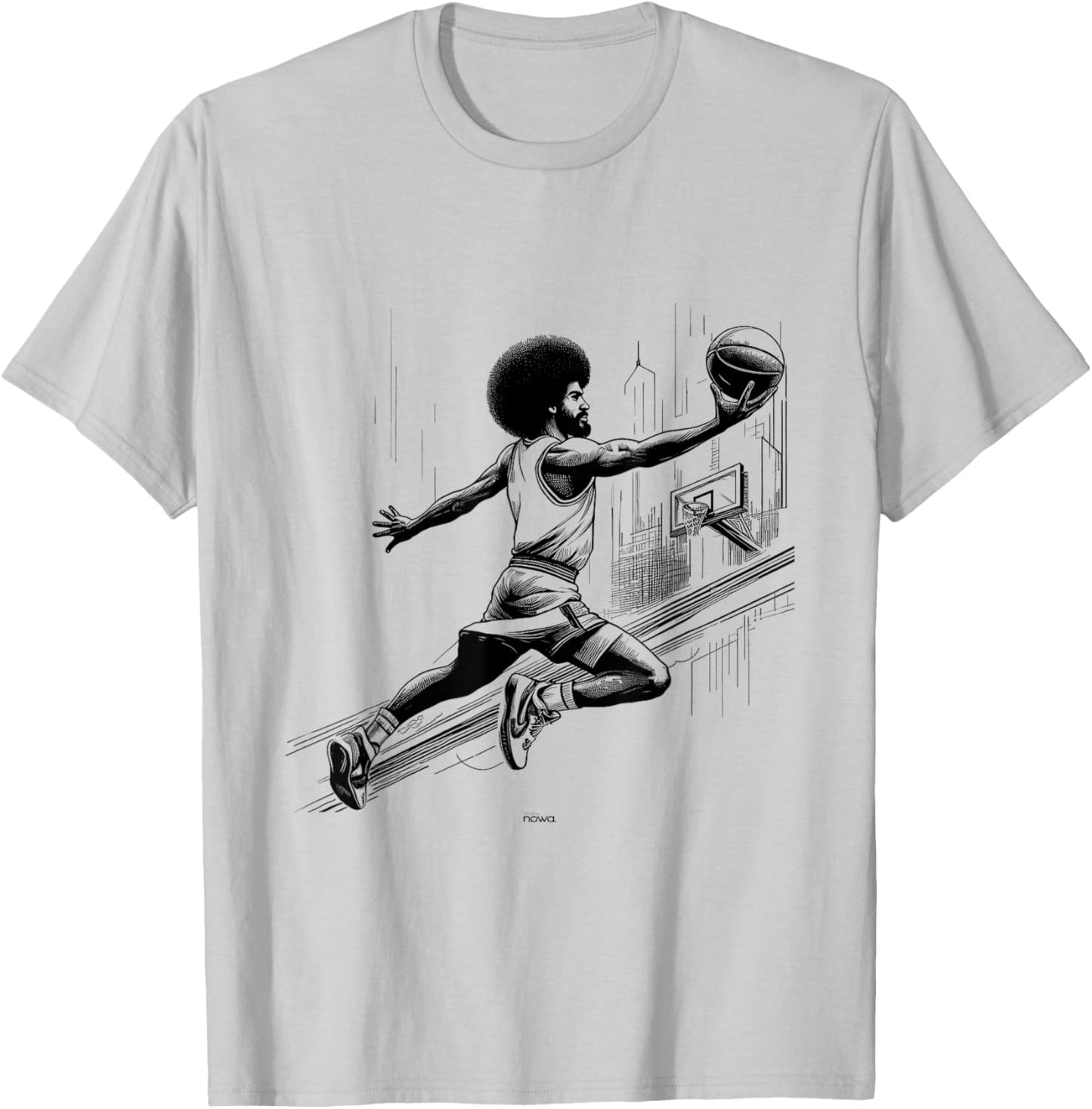 Legendary Doctor J Julius Afro Layup City T-Shirt - T-Shirt | Ash