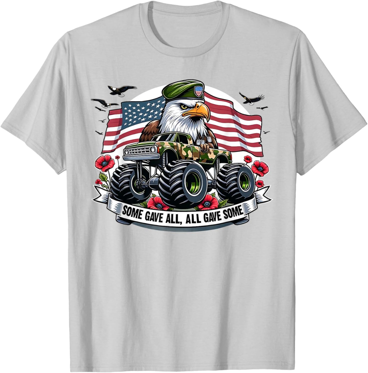 Kids Memorial Day Shirts Boys American Flag Shirt Eagle USA T-Shirt - T-Shirt | Ash