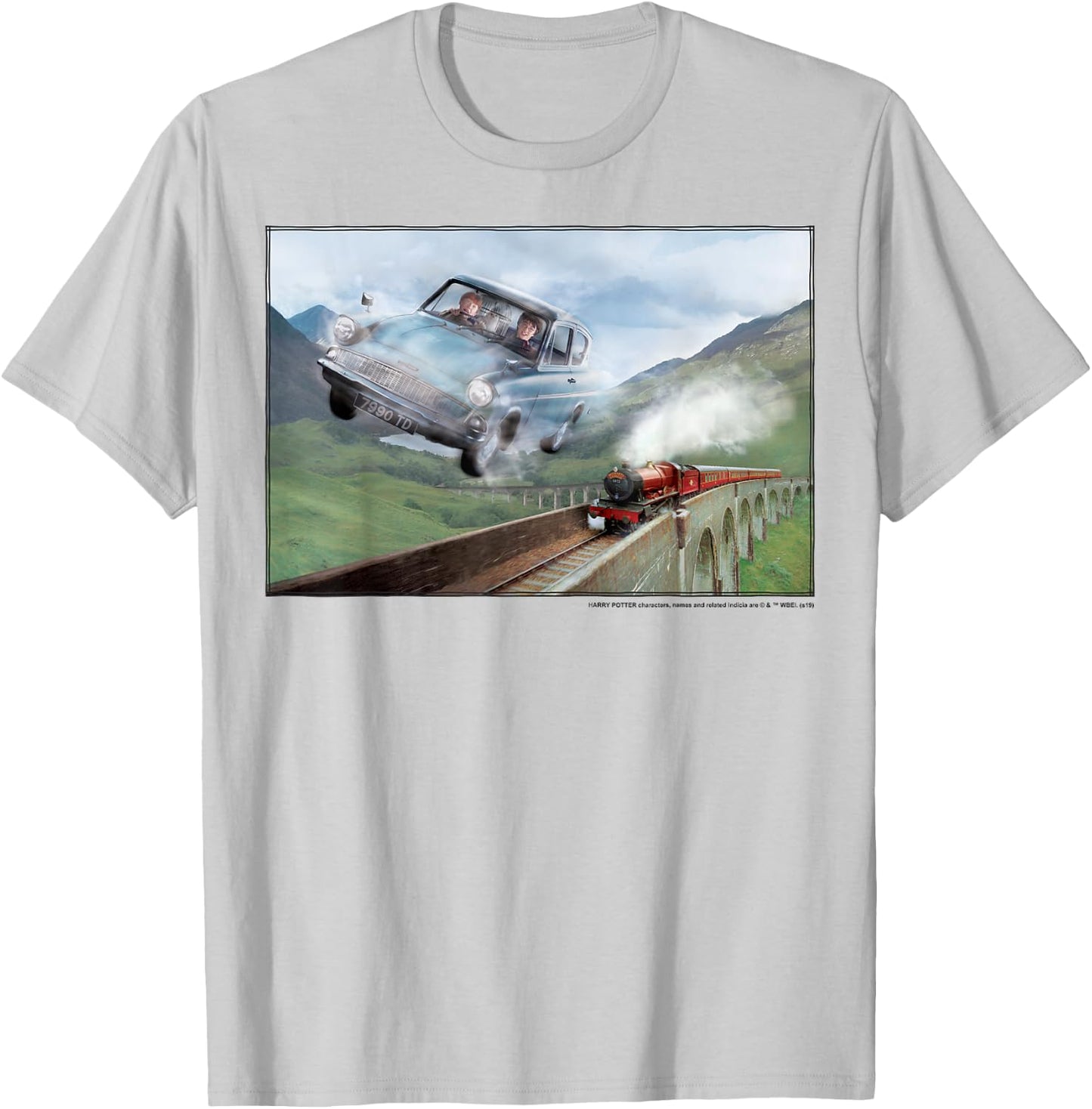 Harry Potter Racing The Hogwarts Express Portrait T-Shirt - T-Shirt | Ash