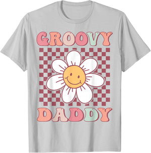 Groovy Daddy Matching Family Birthday Party Daisy Flower T-Shirt - T-Shirt | Ash
