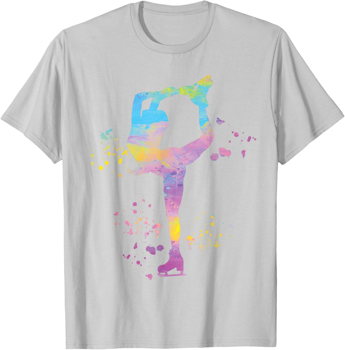 Ice Skater Figure Skating Colorful Girls Ice Skating T-Shirt - T-Shirt | Ash