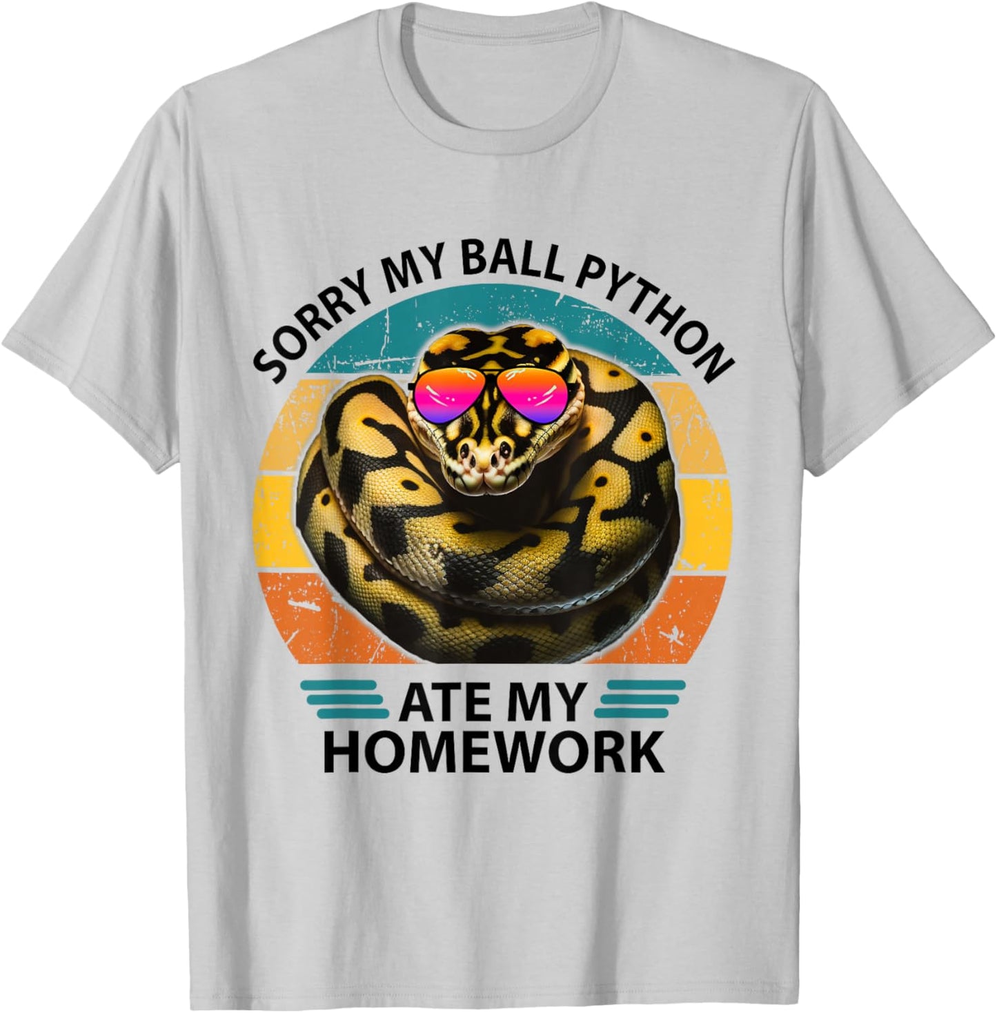 Funny Ball Python Lover Ate My Homework sarcastic quotes Kid T-Shirt - T-Shirt | Ash