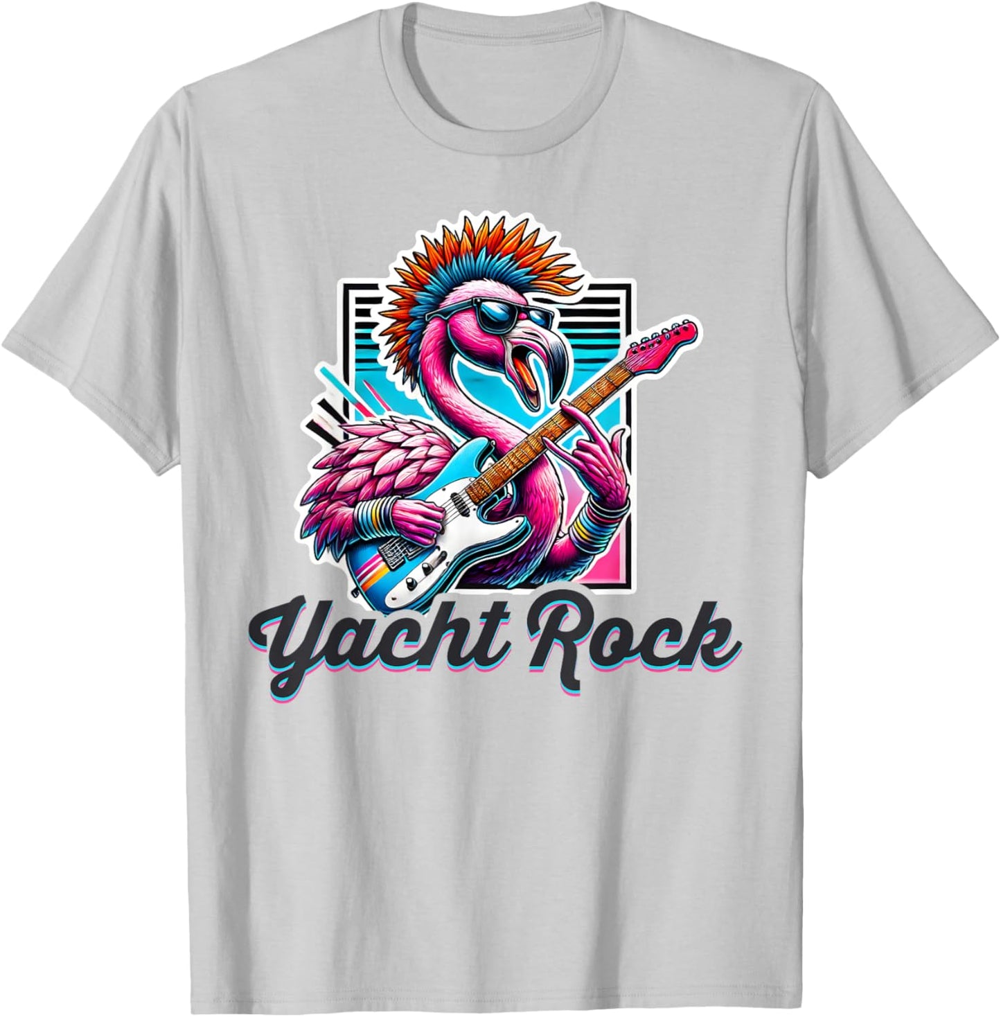 Yacht Rock Flamingo Retro Style, 70s 80s Soft Rock Retro T-Shirt - T-Shirt | Ash