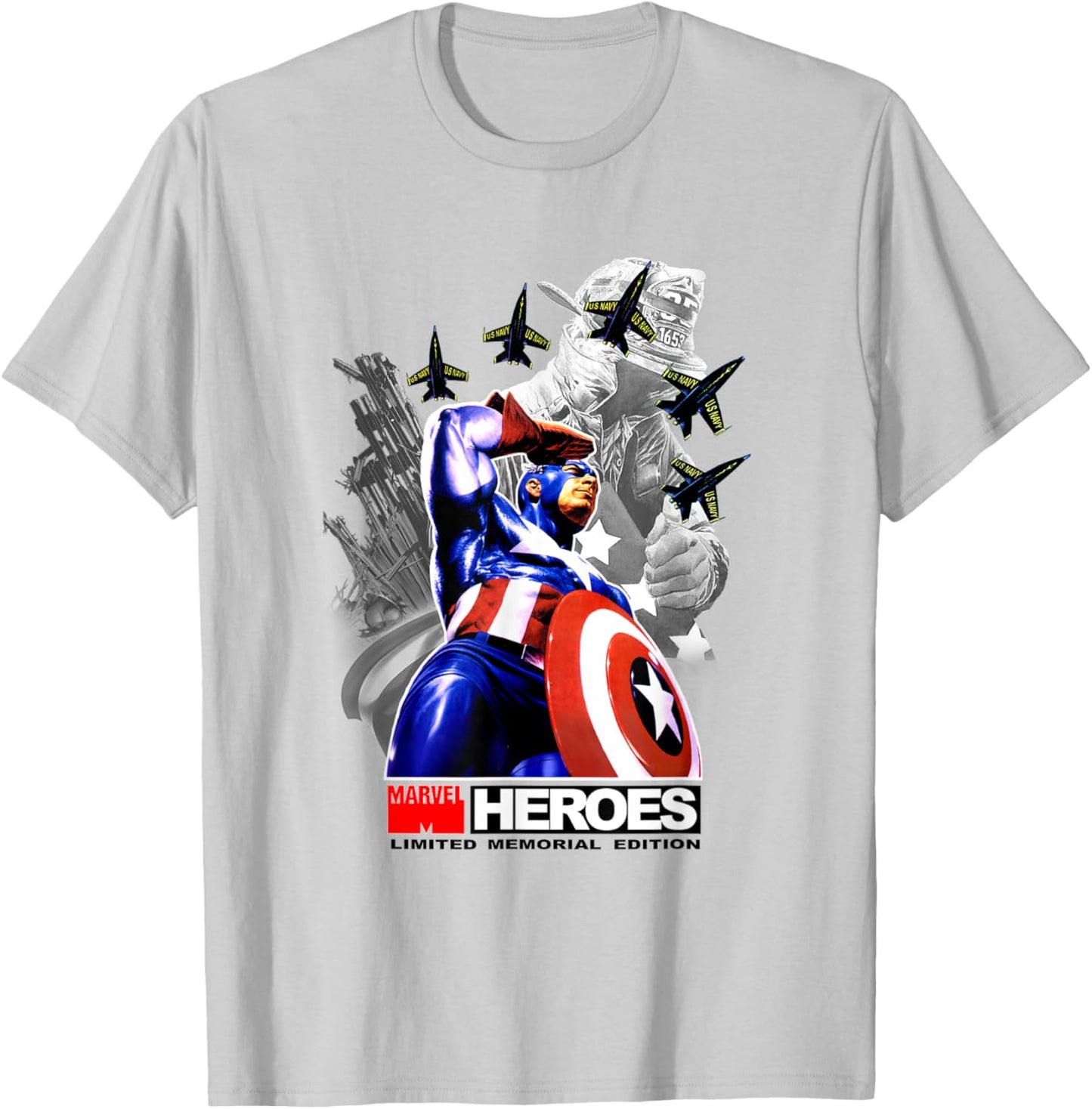 Marvel Captain America New York Heroes Memorial Tribute T-Shirt - T-Shirt | Ash