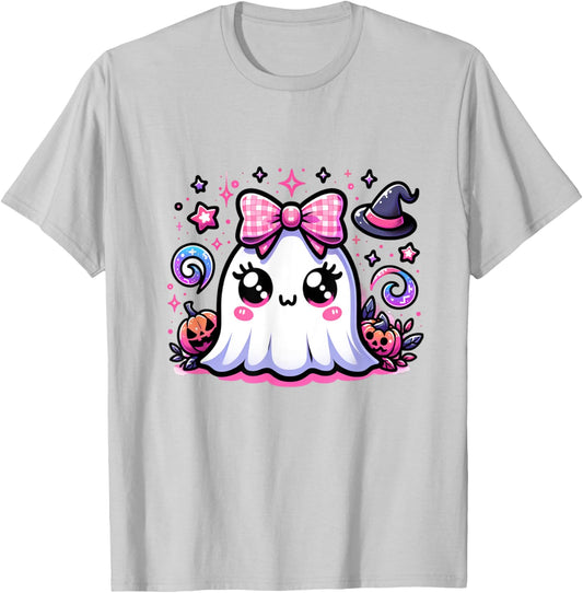 Halloween coquette pink bows and cute boojee ghost girls T-Shirt - T-Shirt | Ash