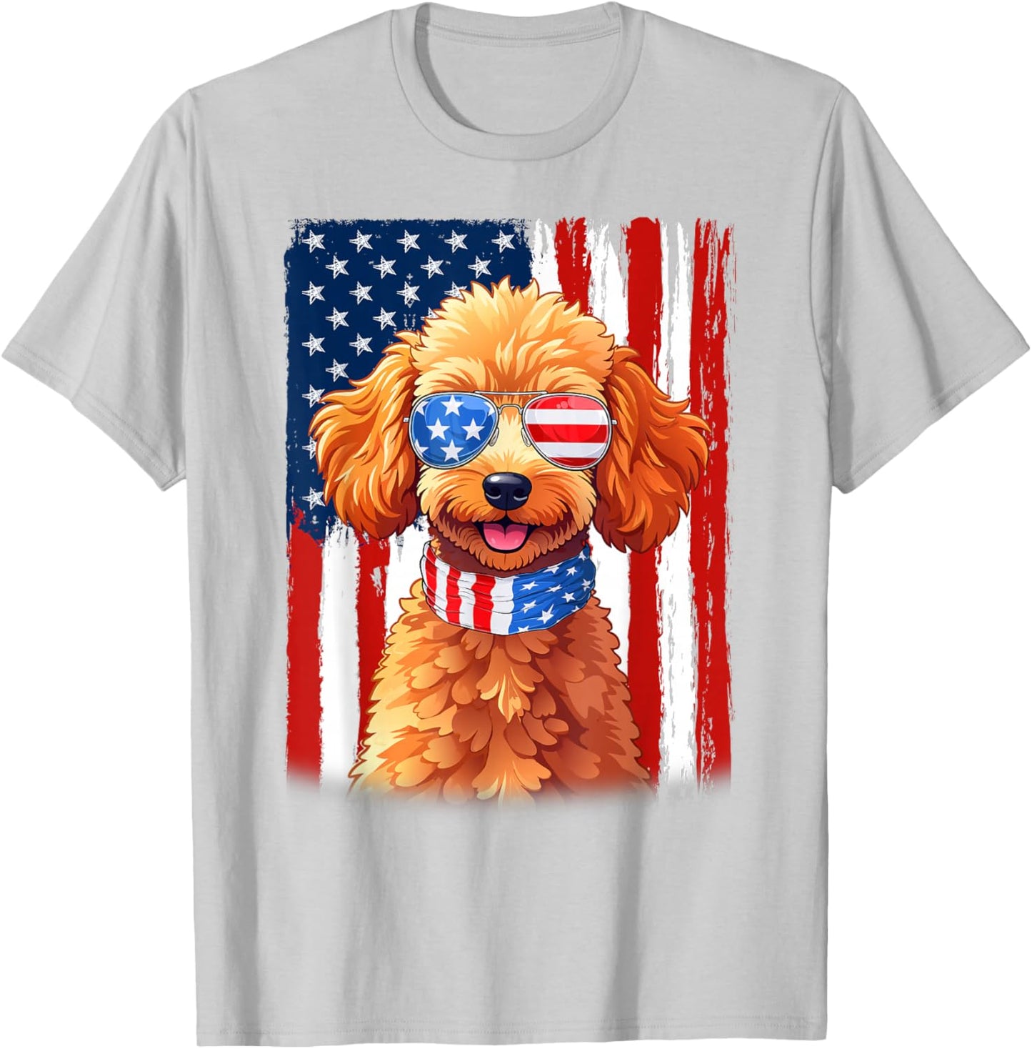 USA America Flag Toy Poodle Dog 4th of July Patriotic T-Shirt - T-Shirt | Ash