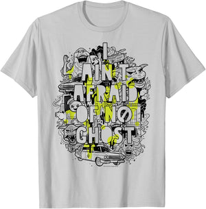 Ghostbusters Ain't Afraid Collage Slime Drip Poster T-Shirt - T-Shirt | Ash