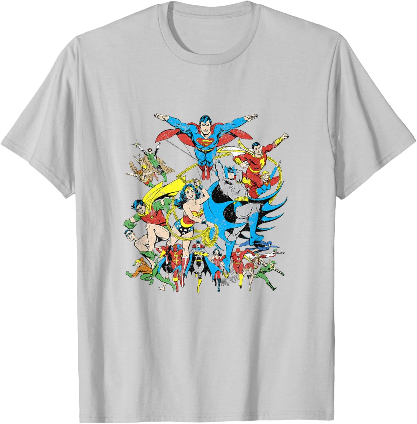DC Comics Justice League Expanded Roster Vintage Group Shot T-Shirt - T-Shirt | Ash