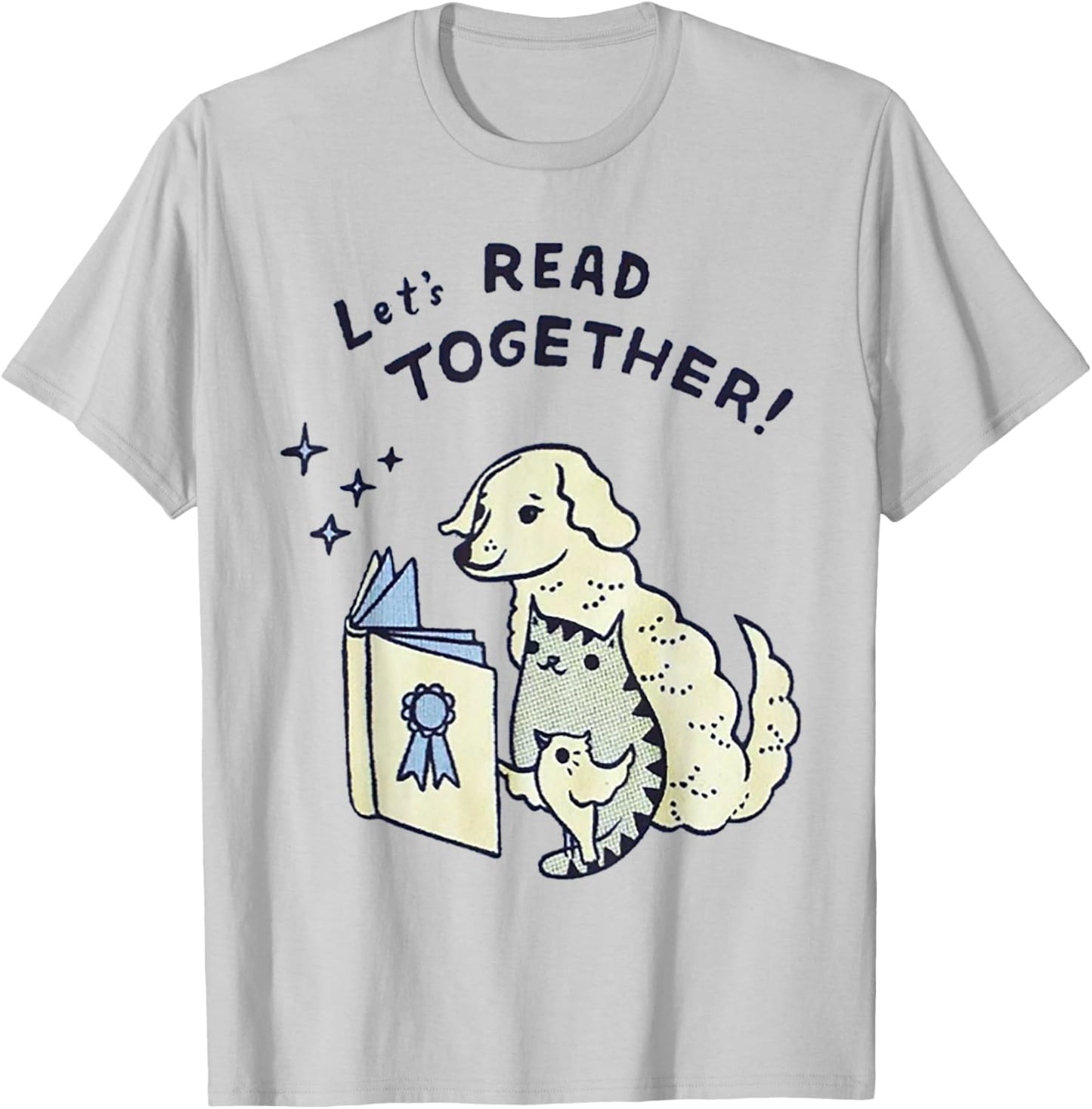 Let's read together Dog Cat Bird Men Women T-Shirt - T-Shirt | Ash
