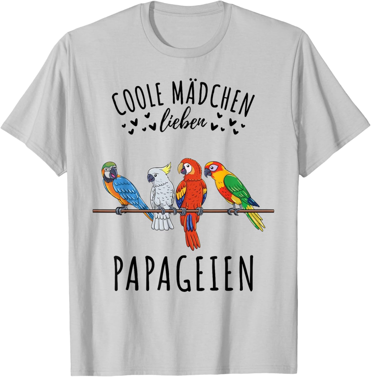 Coole Mädchen lieben Papageien T-Shirt - T-Shirt | Ash