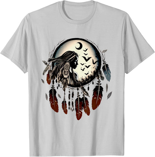 Dream catcher, shaman, woman power, moon, feathers, mandala