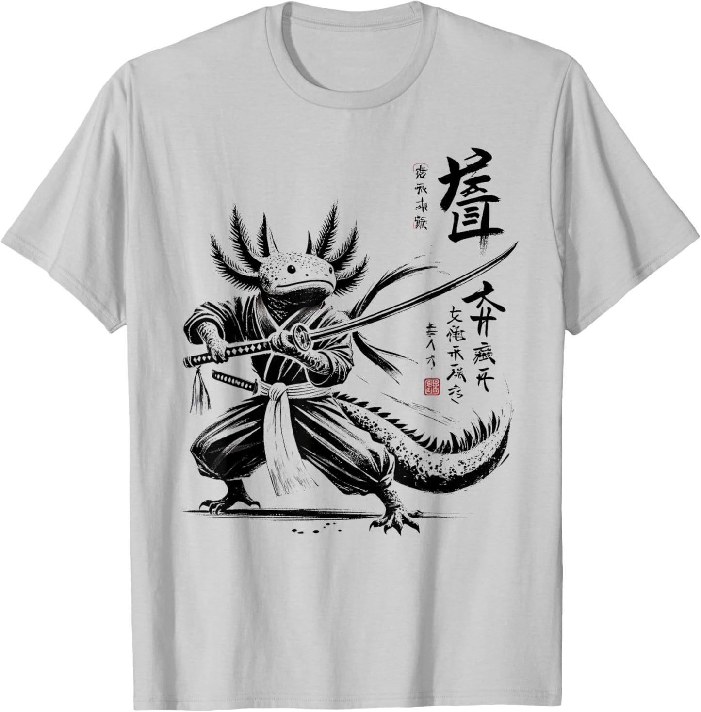 Japan Samurai Warrior Axolotl Ninja Japanese Boys Girls Kids T-Shirt - T-Shirt | Ash