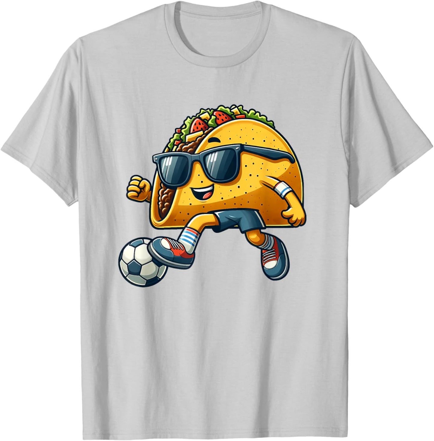 Taco Playing Soccer Mexican Cinco De Mayo Fiesta Kids Men T-Shirt - T-Shirt | Ash
