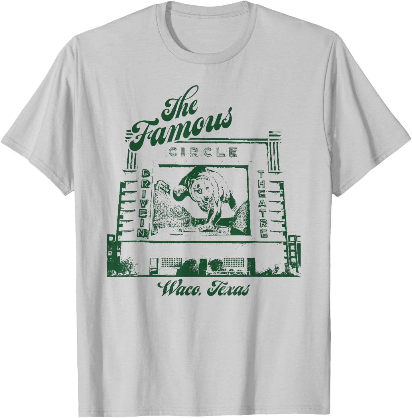 Vintage Circle Drive-In Movie Theater Outdoor Waco Texas T-Shirt - T-Shirt | Ash