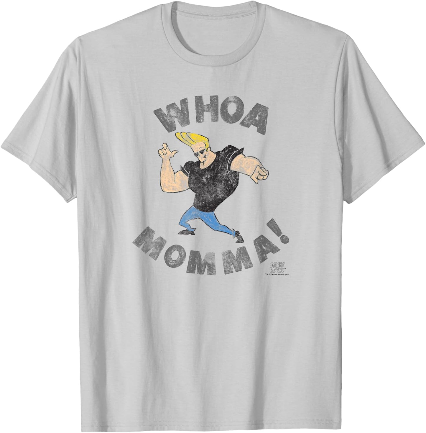 Johnny Bravo Whoa Momma T-Shirt - T-Shirt | Ash
