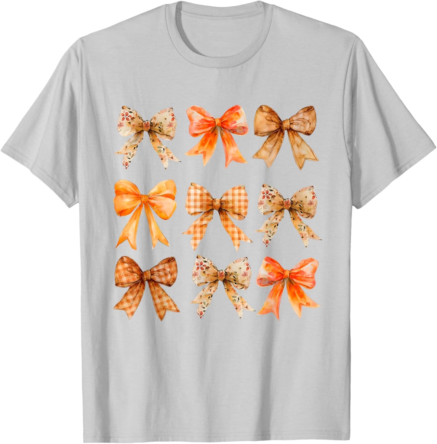 Fall Coquette Bow Vintage Fall Pumpkin Thanksgiving Women T-Shirt - T-Shirt | Ash