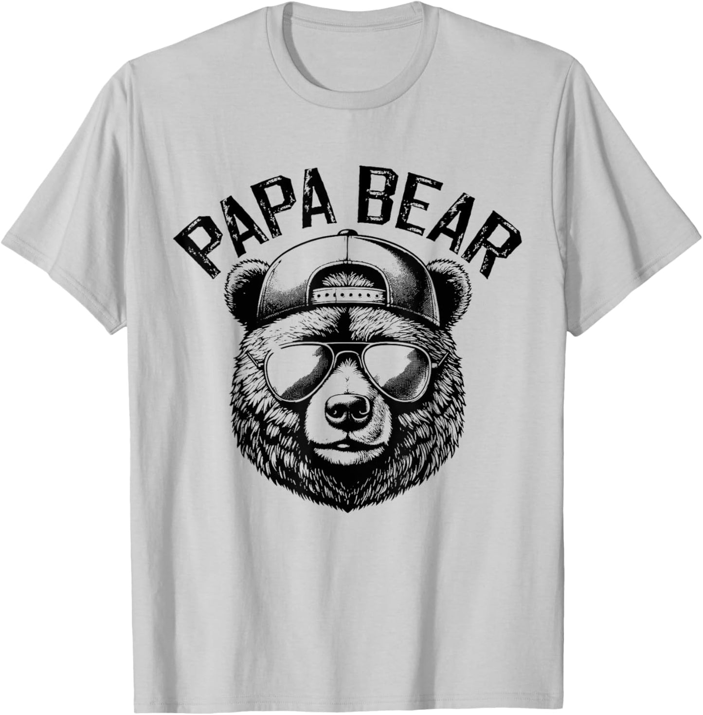 Papa Bear Face Grizzly Fathers Day Bear Lover T-Shirt - T-Shirt | Ash