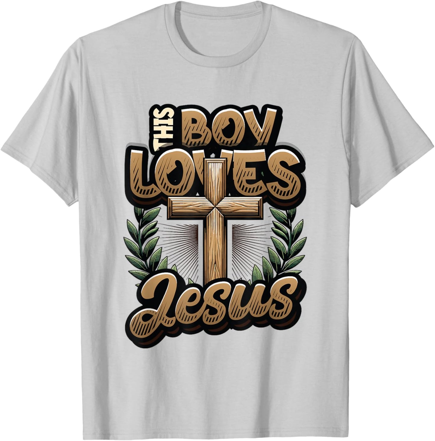 This Boy Loves Jesus - Christian Boys Jesus T-Shirt - T-Shirt | Ash