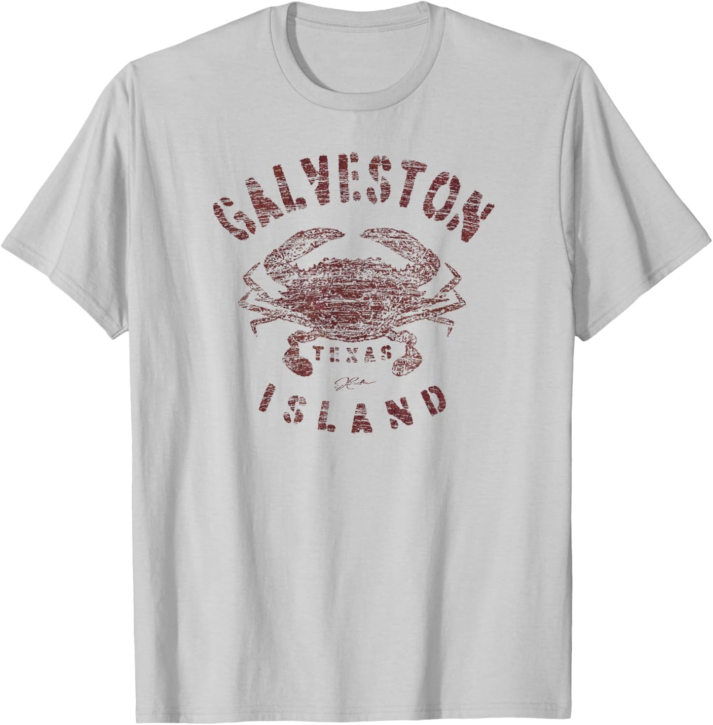 JCombs: Galveston Island, TX, Blue Crab (Distressed) T-Shirt - T-Shirt | Ash
