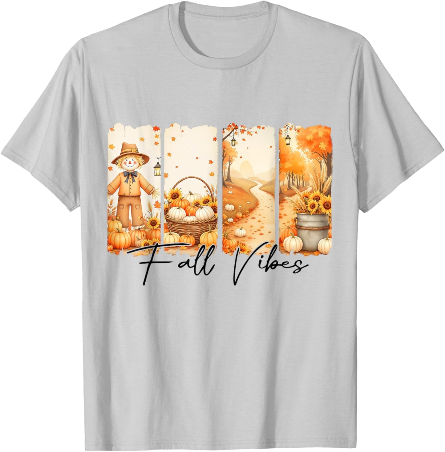 Fall Vibes Thanksgiving Pumpkin Cozy Season Family Matching T-Shirt - T-Shirt | Ash