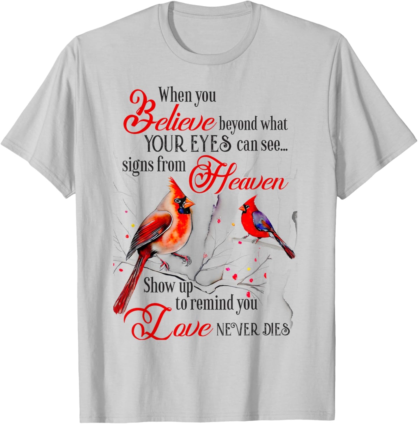Women Mom Friend Christian Religious Cardinal Bird T-Shirt - T-Shirt | Ash
