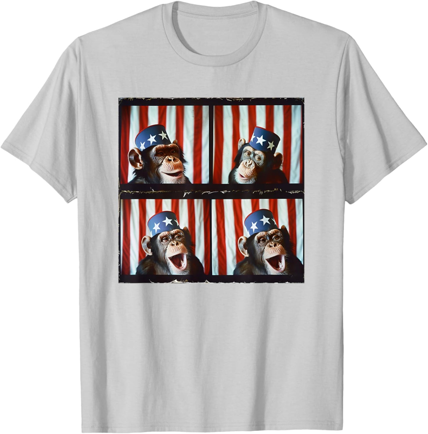 Monkey Patriotic Animal American Flag 4th Of July Monkey Kids Men T-Shirt - T-Shirt | Ash