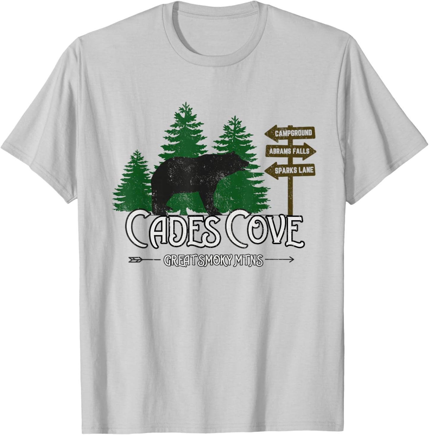 Cades Cove Black Bear Road Sign T-Shirt - T-Shirt | Ash