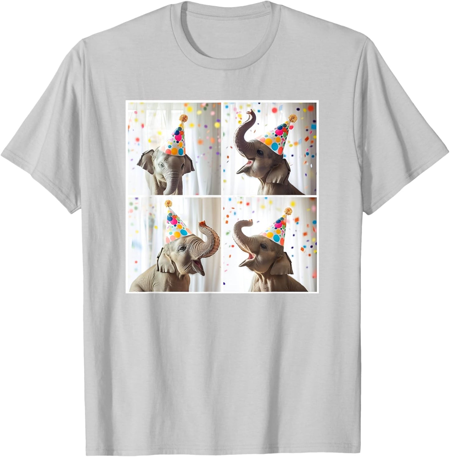 Baby Elephant Colorful Birthday Celebration Safari Animal T-Shirt - T-Shirt | Ash