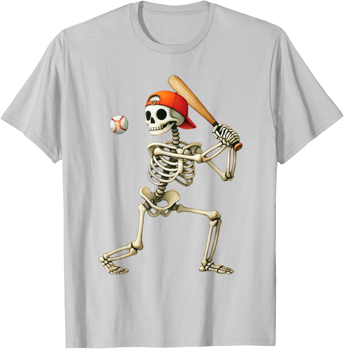Skeleton Baseball Halloween Costume Funny Men Boys Kids T-Shirt - T-Shirt | Ash