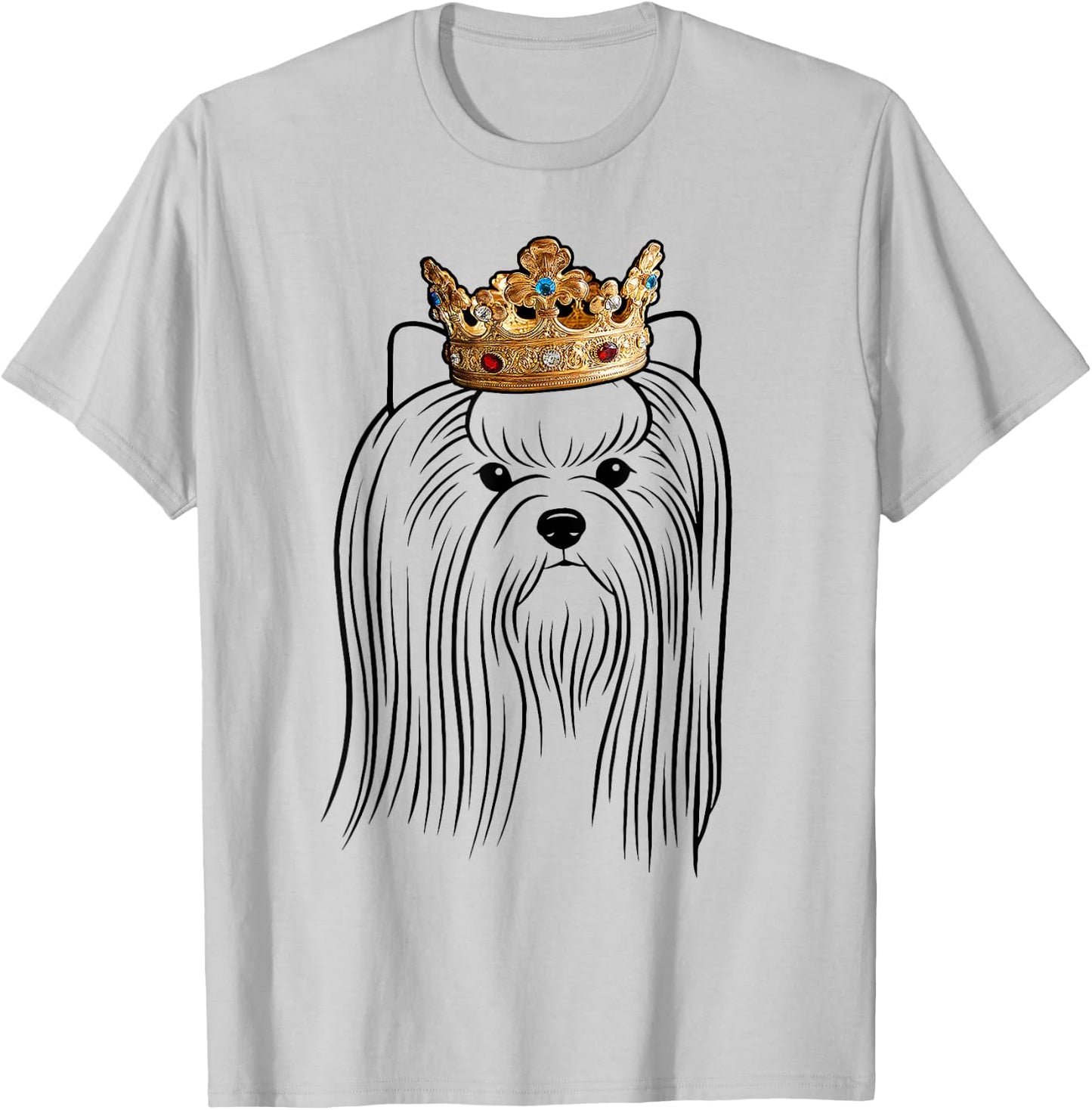 Biewer Terrier Dog Wearing Crown Men Women Girls Kids T-Shirt - T-Shirt | Ash