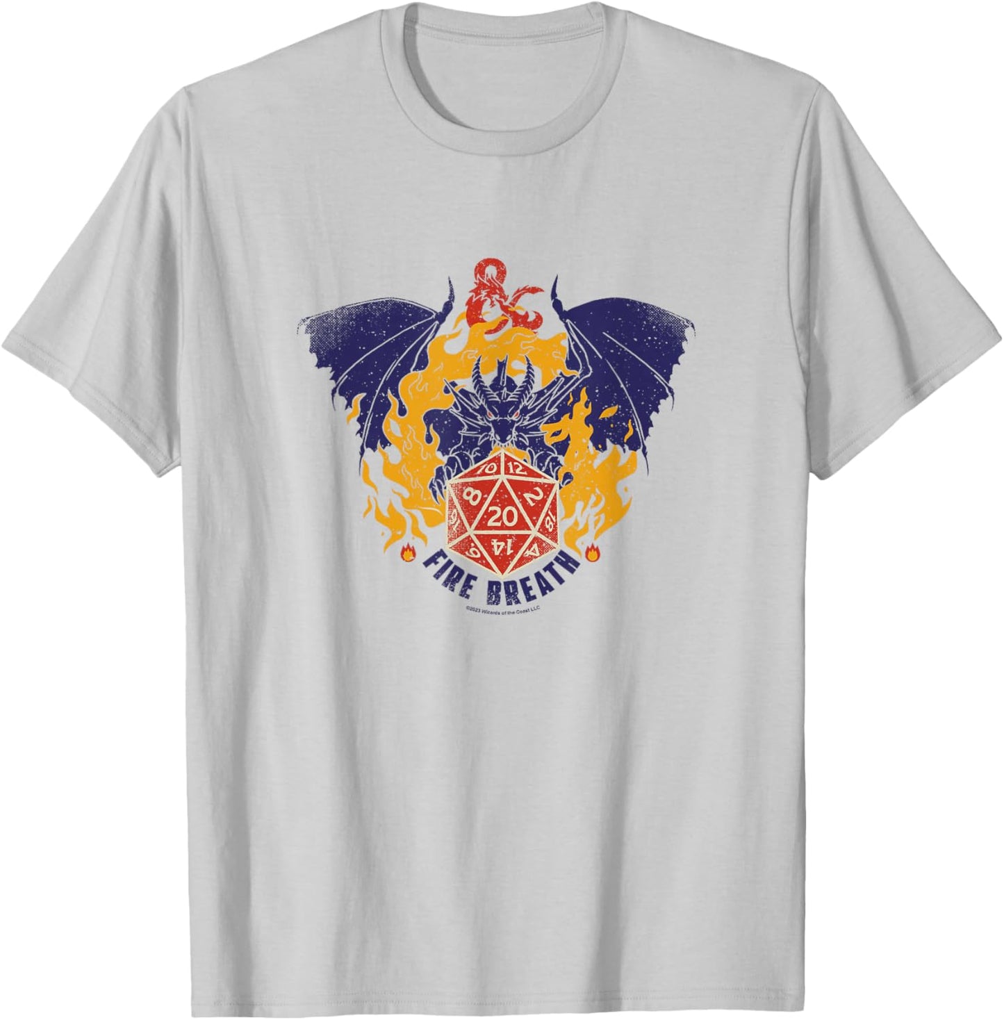 Dungeons & Dragons Fire Breath Dragon Flames Dice Logo T-Shirt - T-Shirt | Ash