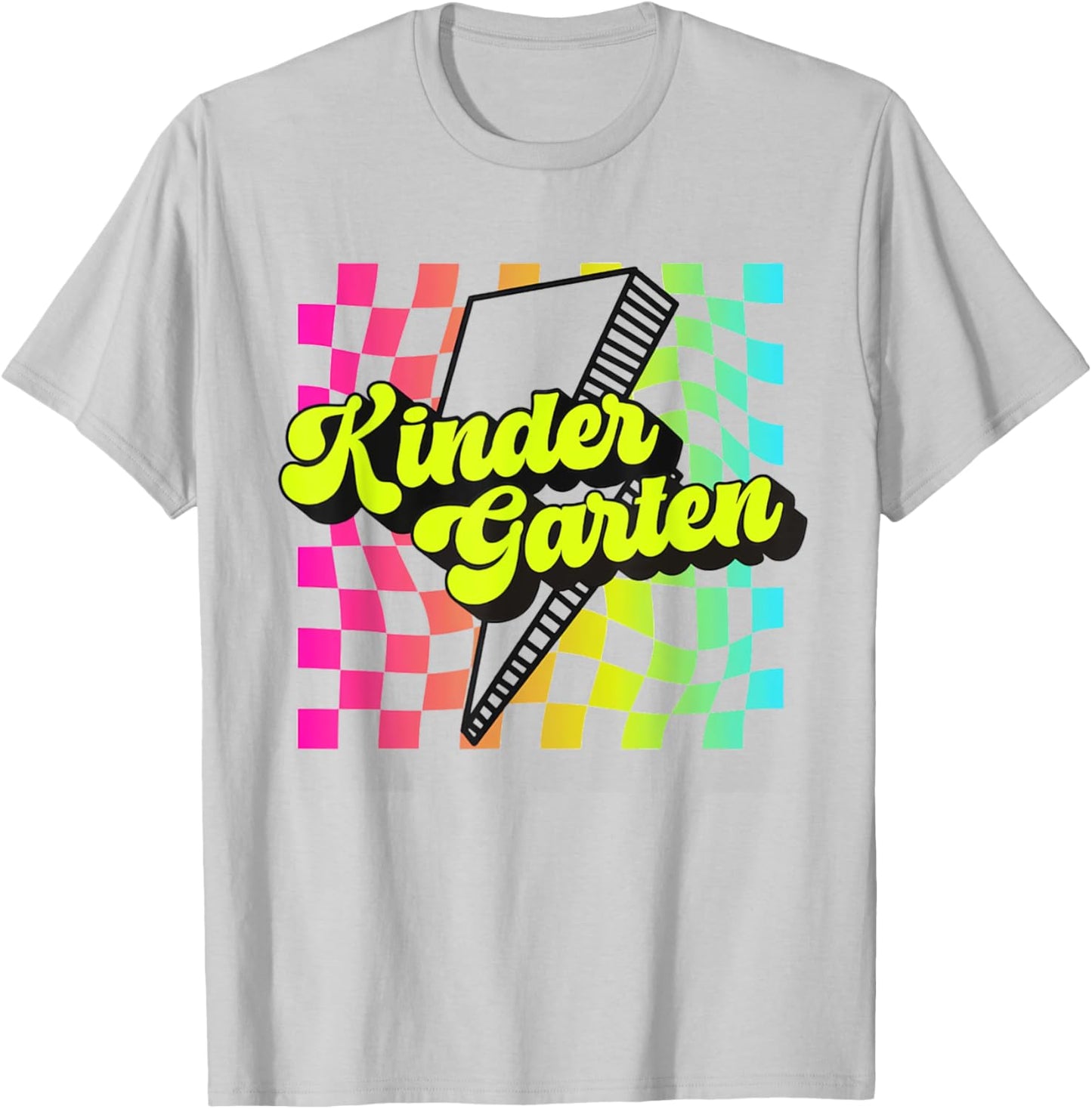 Retro Kindergarten Lightning Bolt Elementary Back To School T-Shirt - T-Shirt | Ash