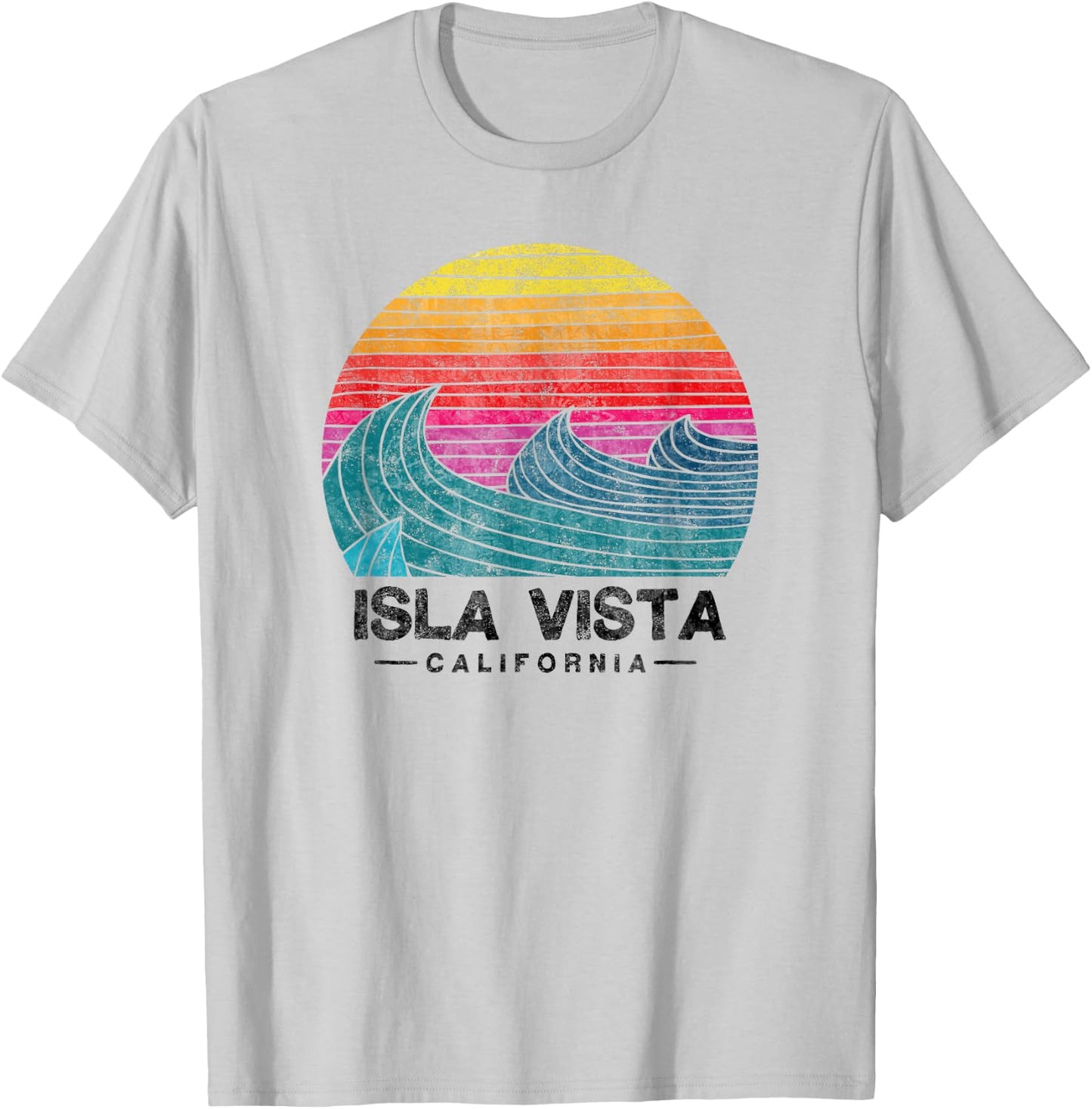 Isla Vista Surfing Waves Beach Retro California Sunset Surf T-Shirt - T-Shirt | Ash